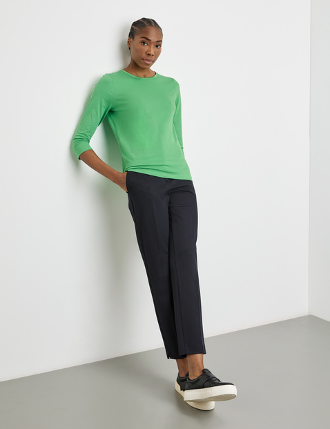 3/4 Arm Shirt mit satinierter Ausschnittblende