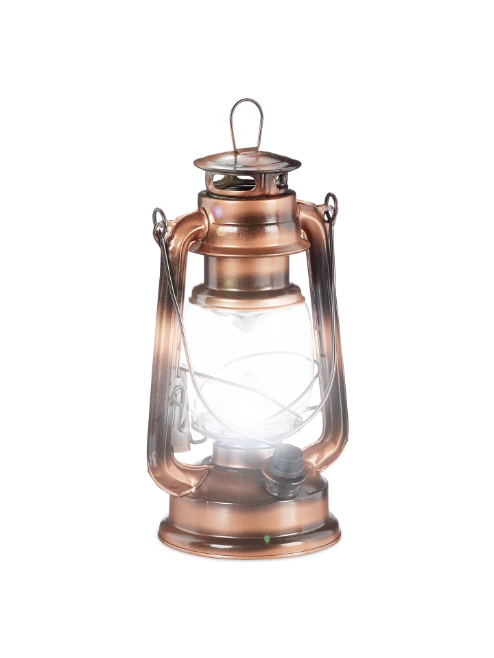relaxdays Sturmlaterne LED in Kupfer - (B)15 x (H)24 x (T)11,5 cm günstig kaufen onesize