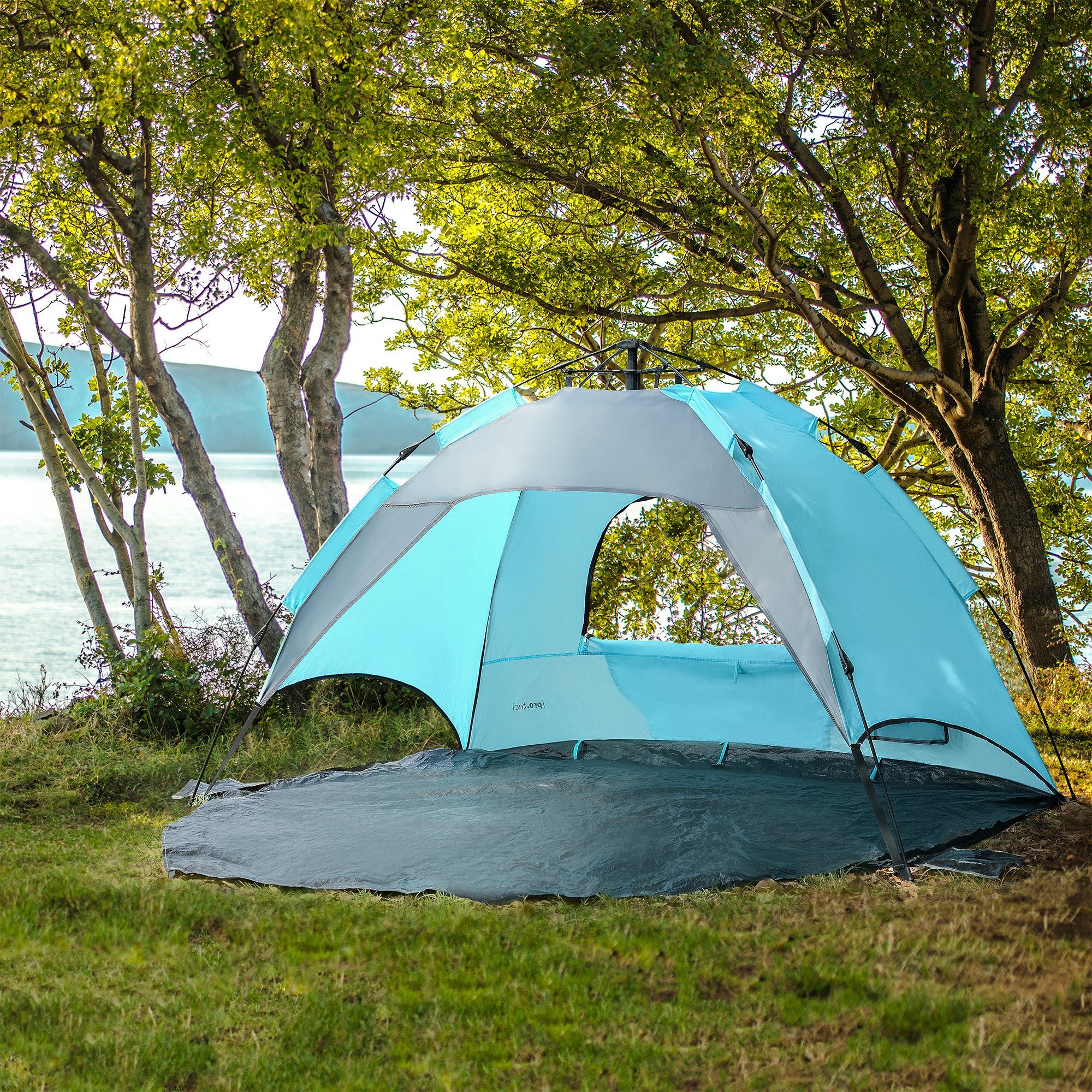 pro.tec Strandmuschel, Personen: 2, Mullsjö Pop Up Strandzelt 215x135x140cm Polyester Hellblau