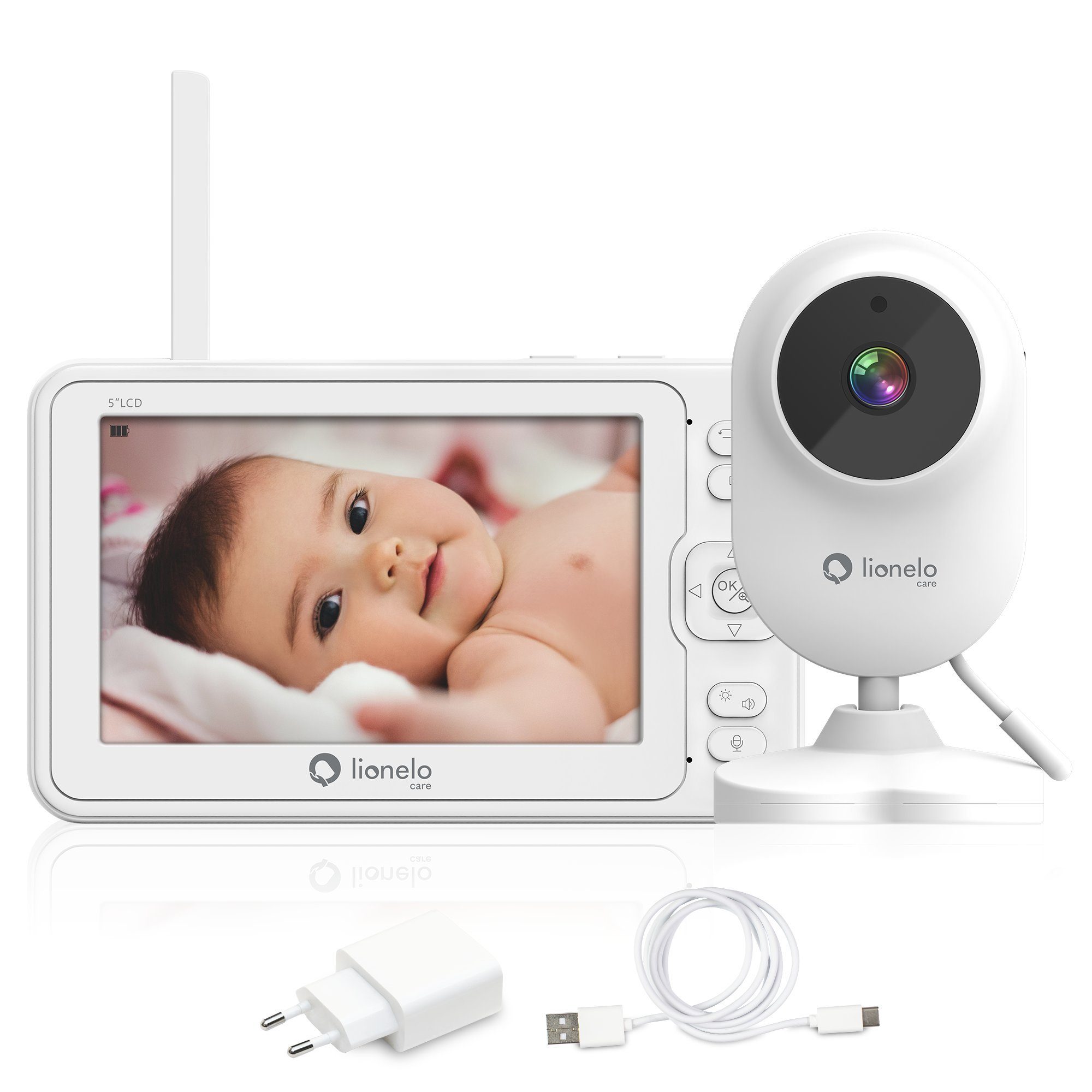 lionelo Video-Babyphone Babyline 6.2, Großer Bildschirm: die Diagonale von 12,7 cm und Full-HD-Auflösung...