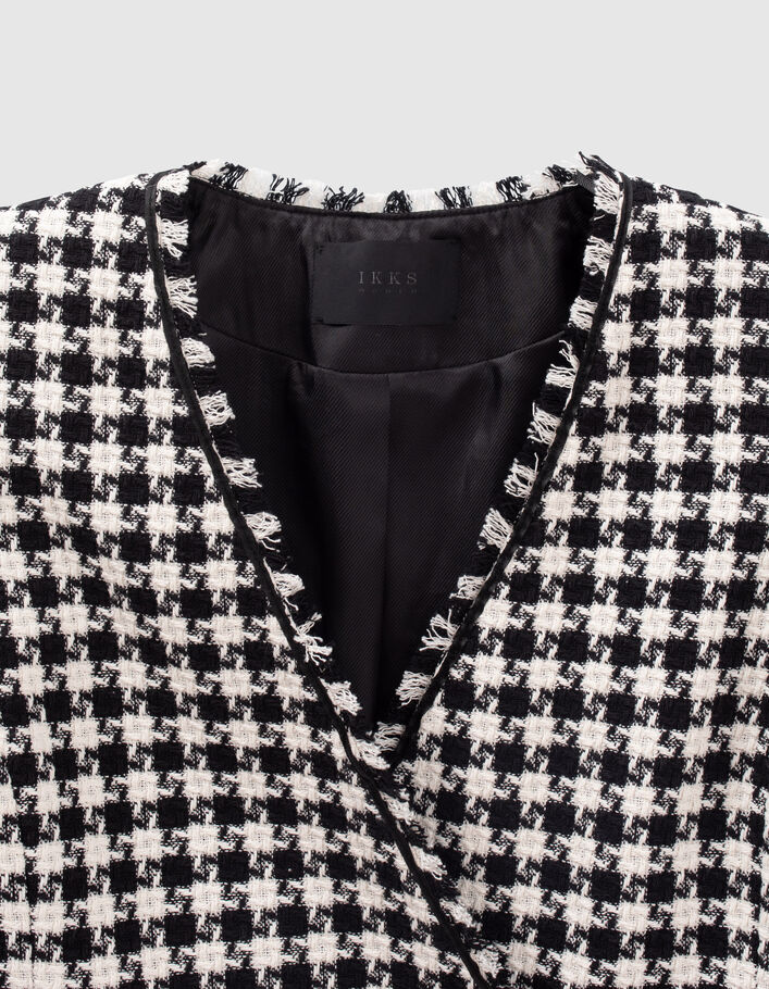 Veste noire effet tweed à motif pied-de-coq Femme