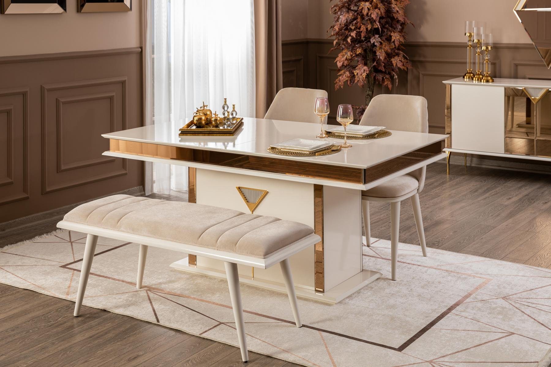 JVmoebel Esszimmer-Set Tisch 4x Stühle Gruppe Esszimmer Garnitur Set, (5-St., Nur Esstisch + 4x Stühle), Hochglanz