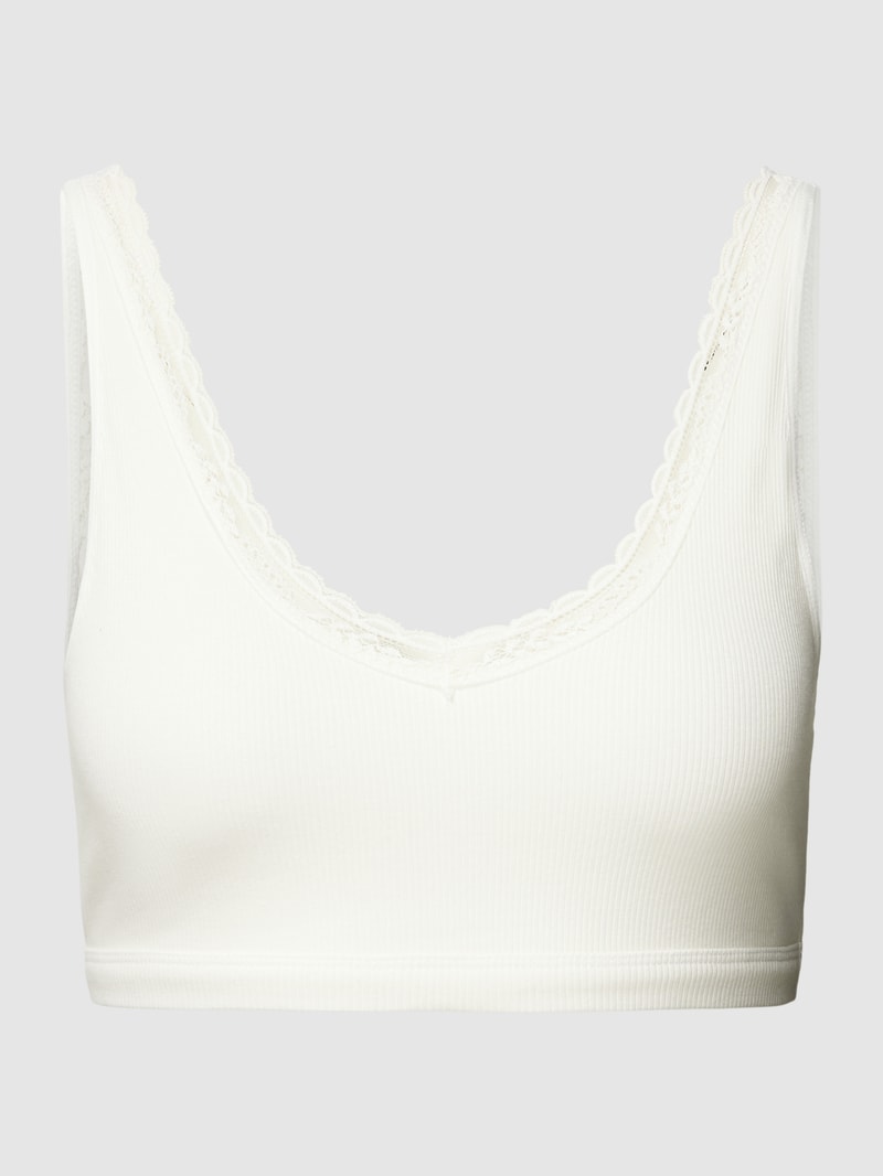 Bralette mit Spitzenbesatz Modell 'Yvonne' in weiß