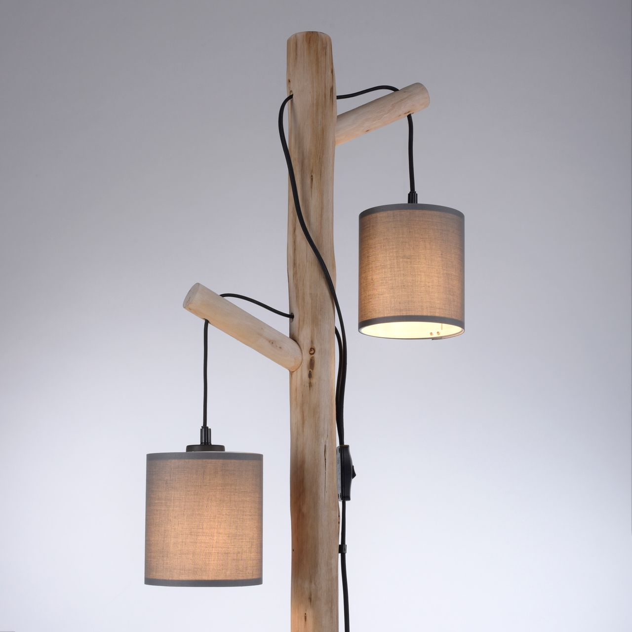 JUST LIGHT Stehleuchte GREEN TRIBU, 2x E27/10,00Watt max., Eukalyptusholz, Taupe