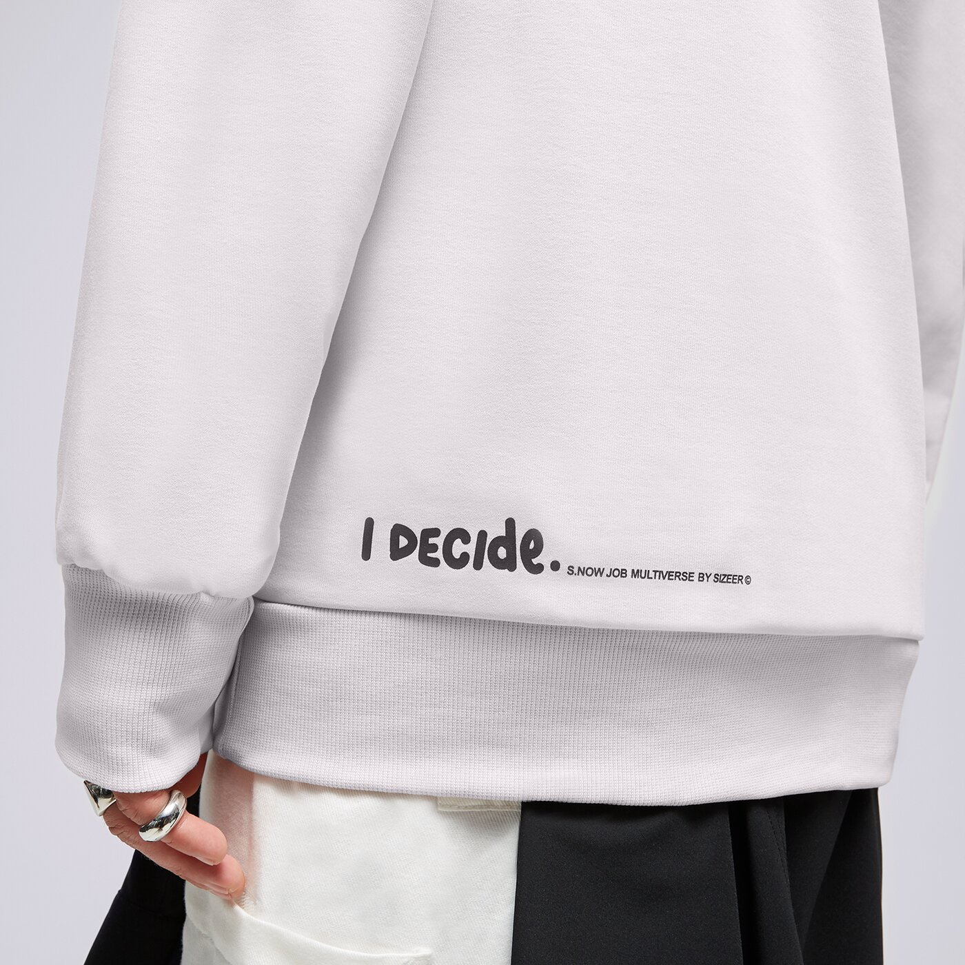 S.NOW JOB SIZEER HOODIE “I DECIDE” OFF WHITE Beige