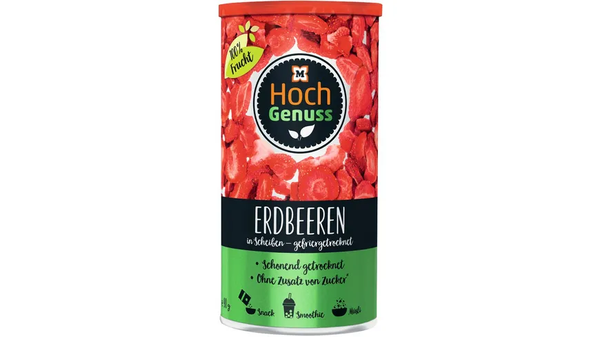 Hochgenuss Erdbeerchips gefriergetrocknet 90 g