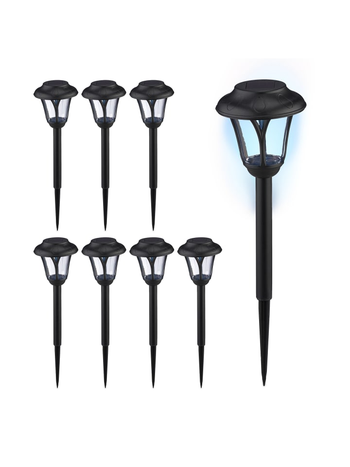 relaxdays 8 x Solarlampe in Schwarz günstig kaufen onesize