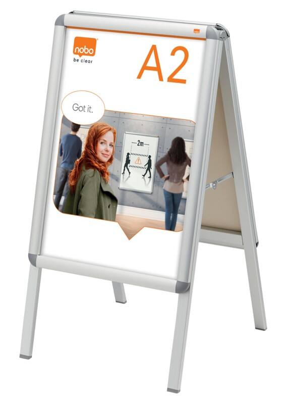 Nobo Premium Plus Freistehender Kundenstopper 1902207 A2 Aluminium Silber 47,5 x 89 cm