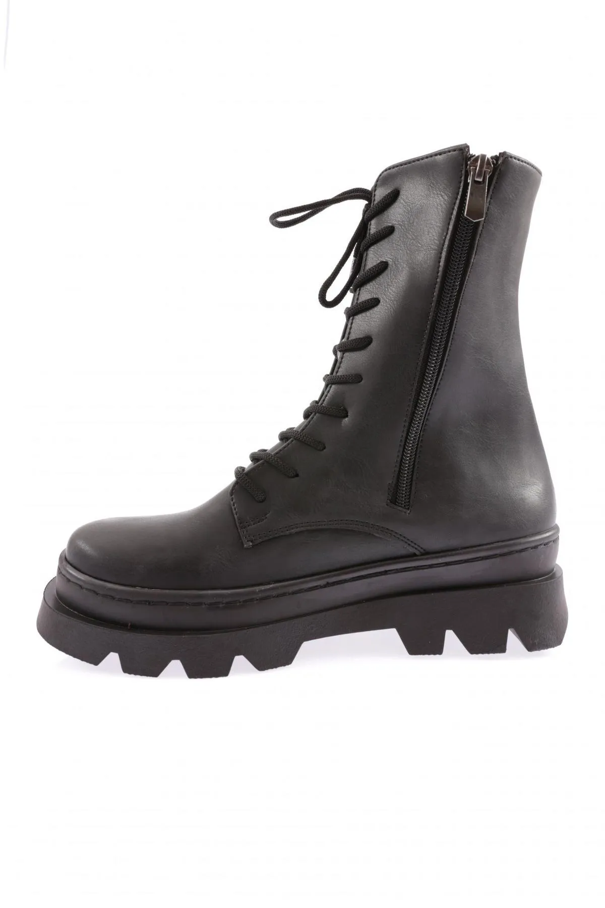 DGN  744-22k Schwarze Schnürstiefeletten mit Reißverschluss für Damen
