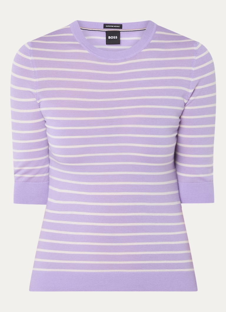 HUGO BOSS Faleena fine-knit merino wool sweater with stripe print