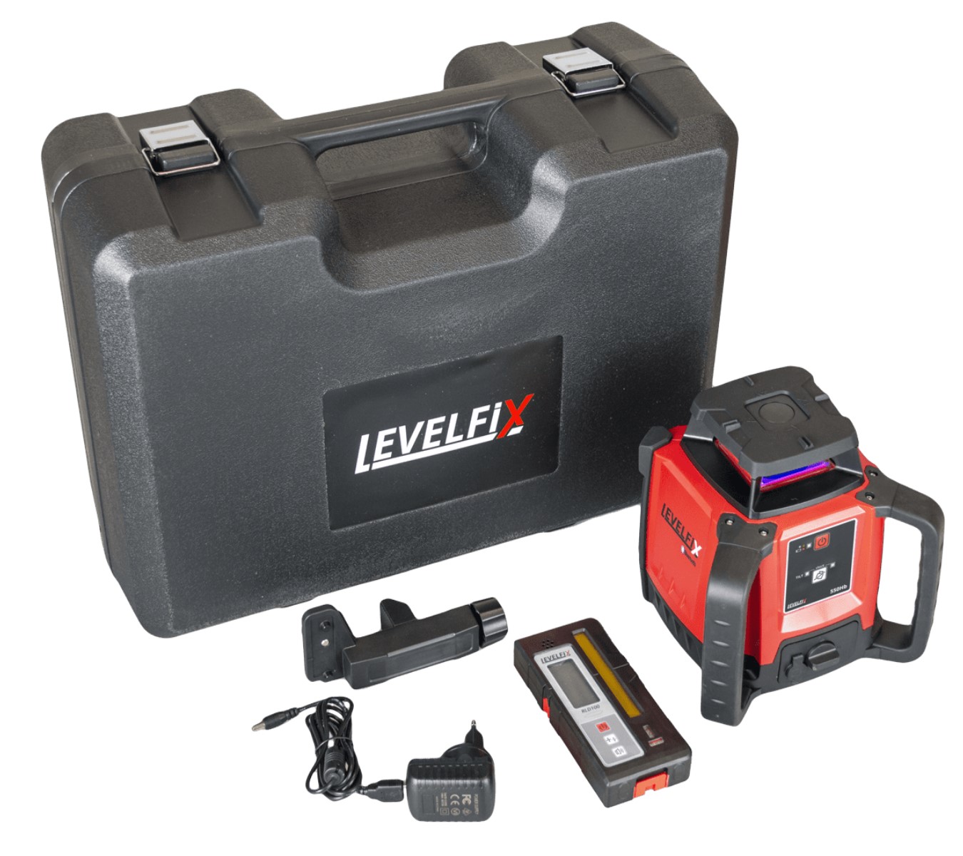 Nivel láser autonivelante Levelfix 554513 550Hb para construcción horizontal simple + trípode de 1,8 m + varilla de medición