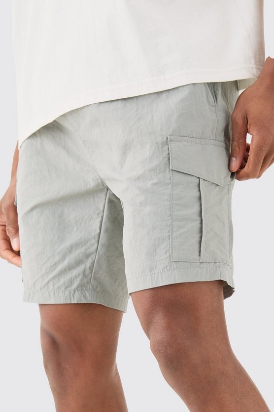 Slim-Fit Cargo-Shorts mit elastischem Bund