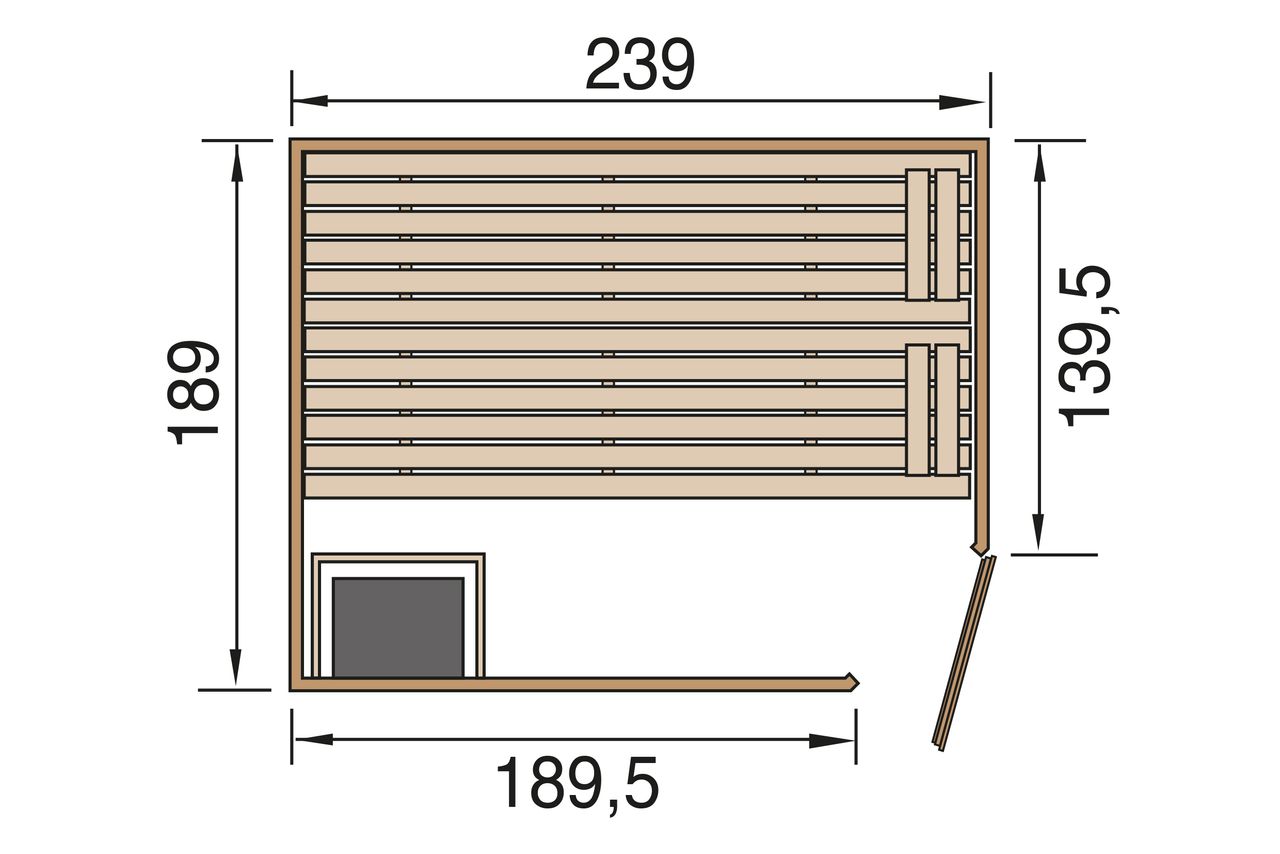 WEKA 38mm Masssivholzsauna mit Eckeinstieg Gr.2 inkl. 9,0 kW Kompakt-Ofen