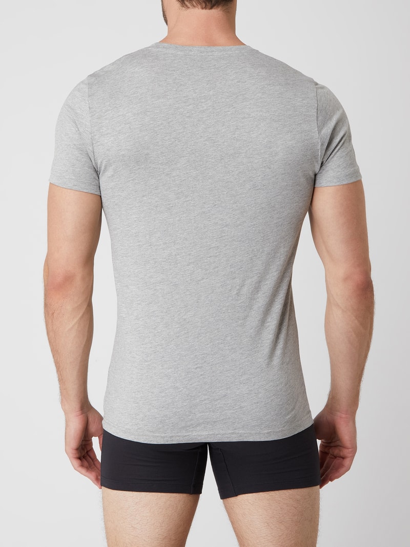 T-Shirt mit Viskose-Anteil im 2er-Pack in hellgrau meliert