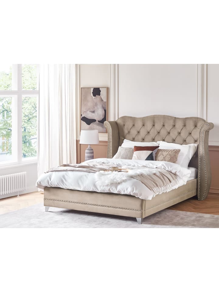 Beliani Doppelbett AYETTE in Beige - (W) 225 x (H) 154 x (L) 215 cm günstig kaufen onesize