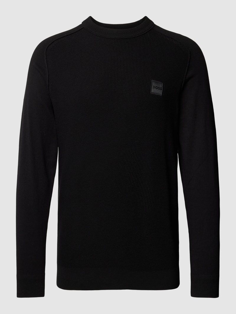 Strickpullover mit Label-Patch Modell 'KESOM' in schwarz