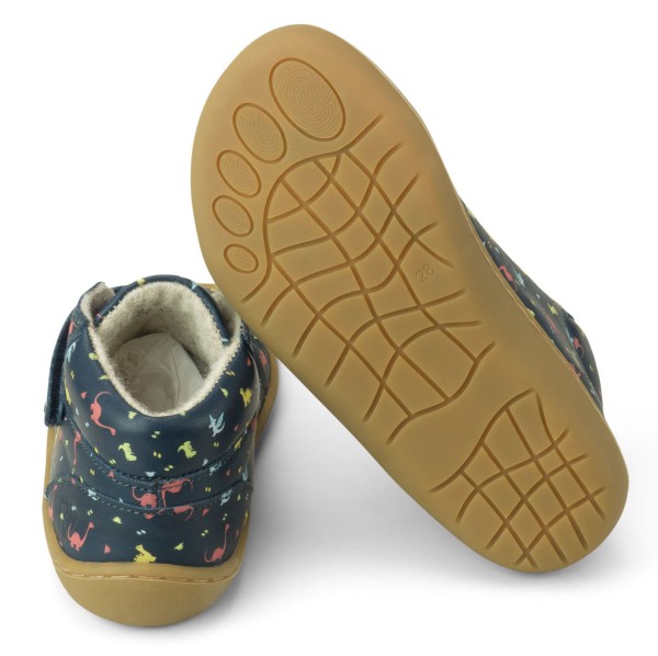 Telyoh bare ~ MidCut Leder Klettschuh Wollfleece ~ Dino