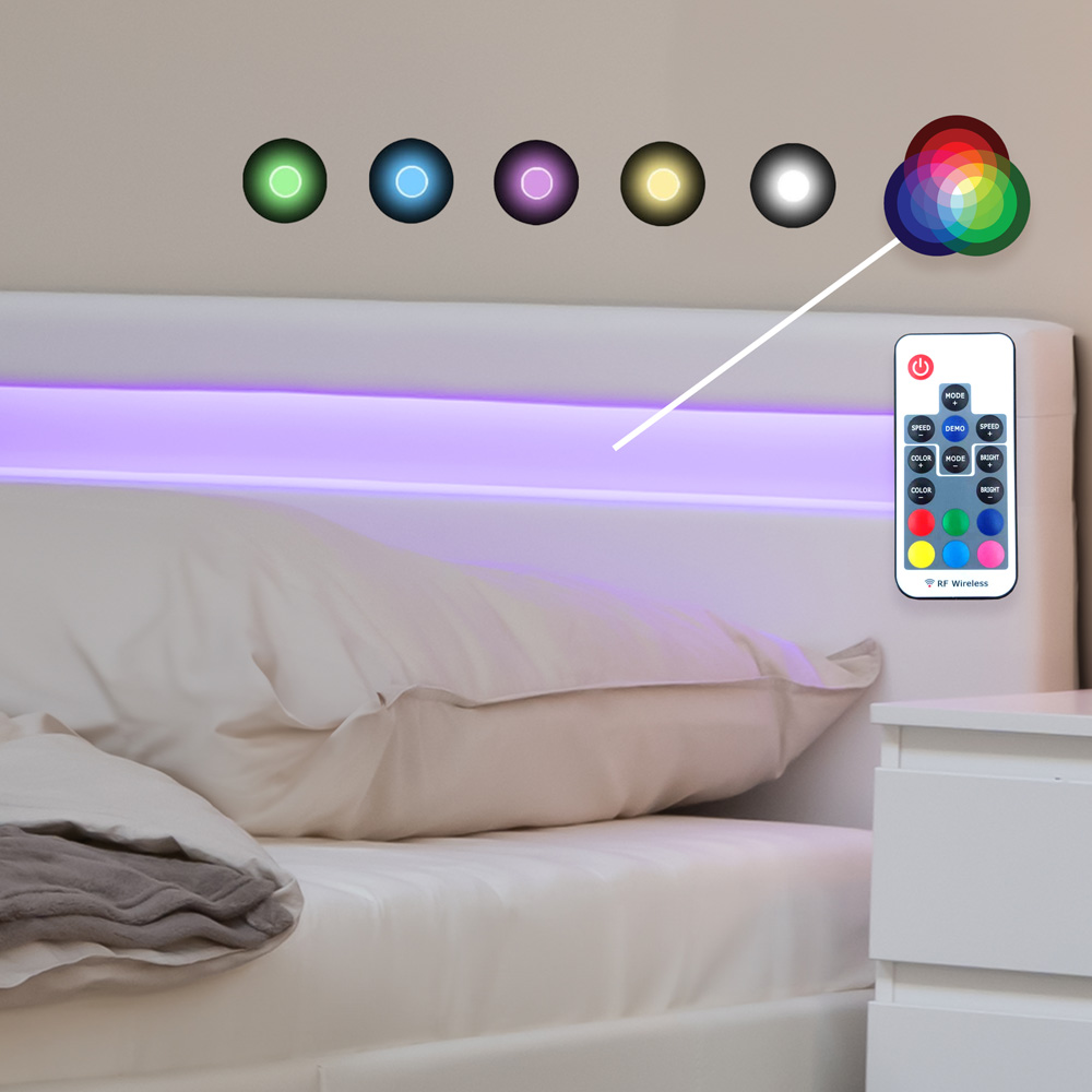 Home Deluxe LED Bett ASTRO 140 x 200 Weiß