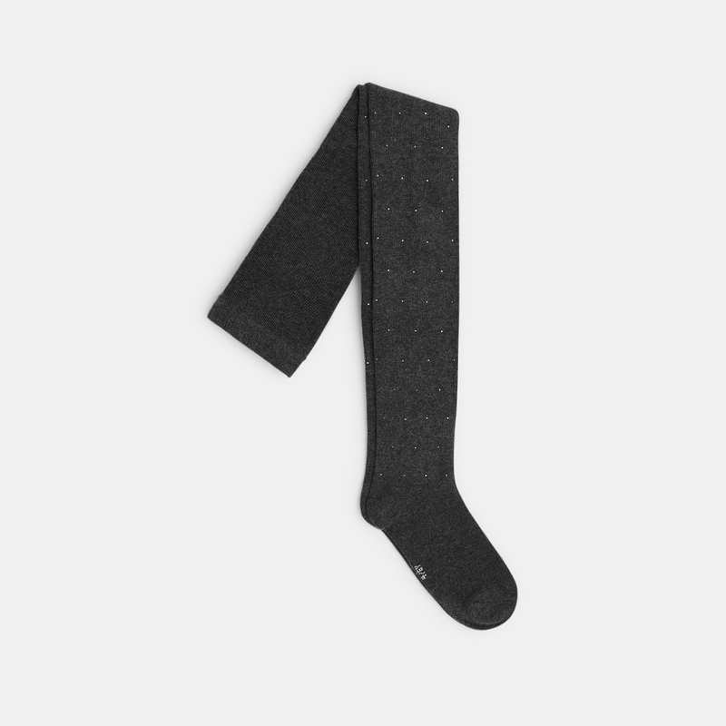 Collants chauds à petits pois gris fille