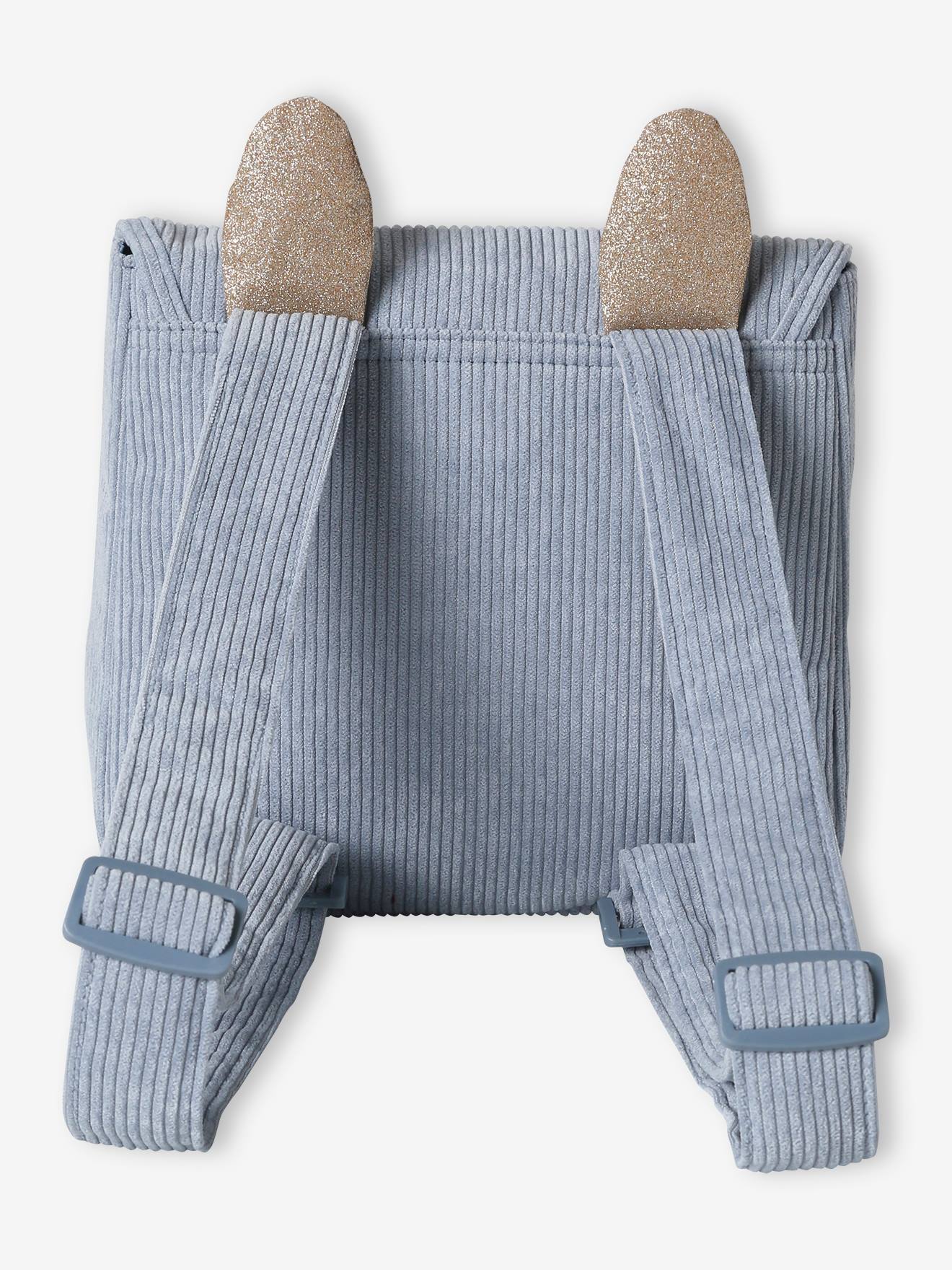 Cartable maternelle chat en velours enfant bleu grisé