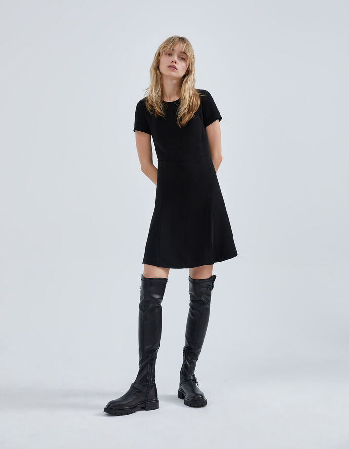 Robe noire recyclée surpiqûres ton sur ton Femme