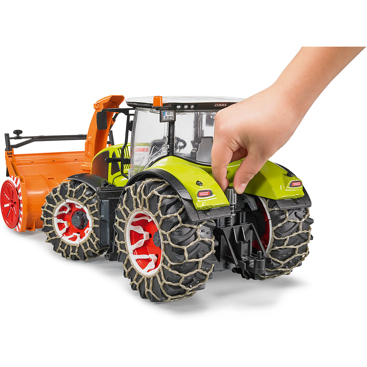 Claas Axion 950 mit Schneeketten und Schneefräse 1:16