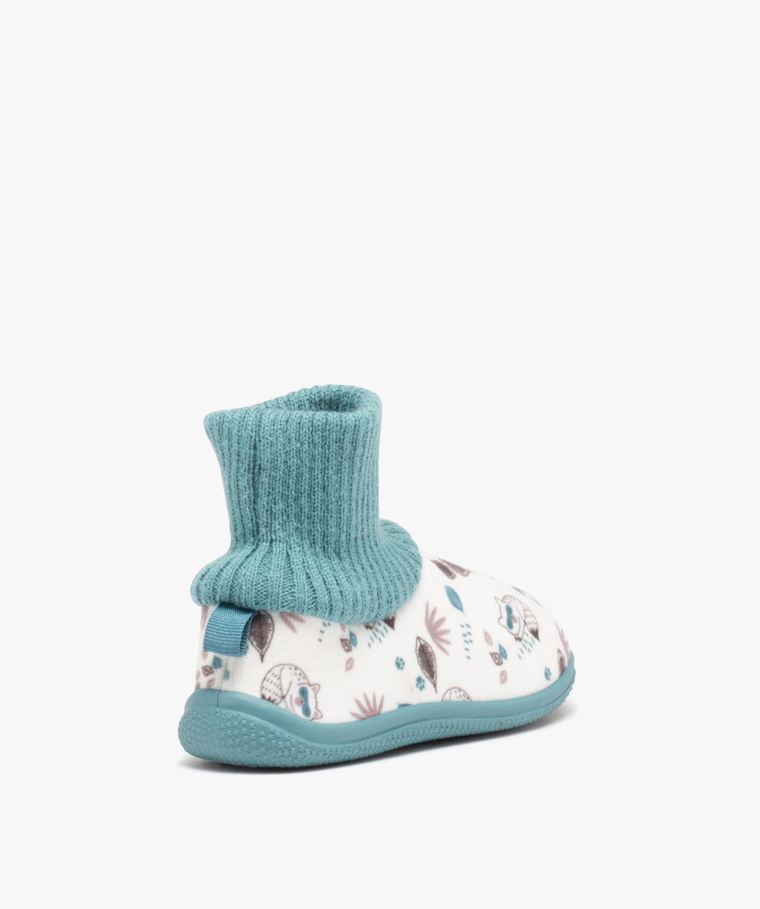 Chaussons Garçon imprimés en velours ras et col chaussette beige | GEMO