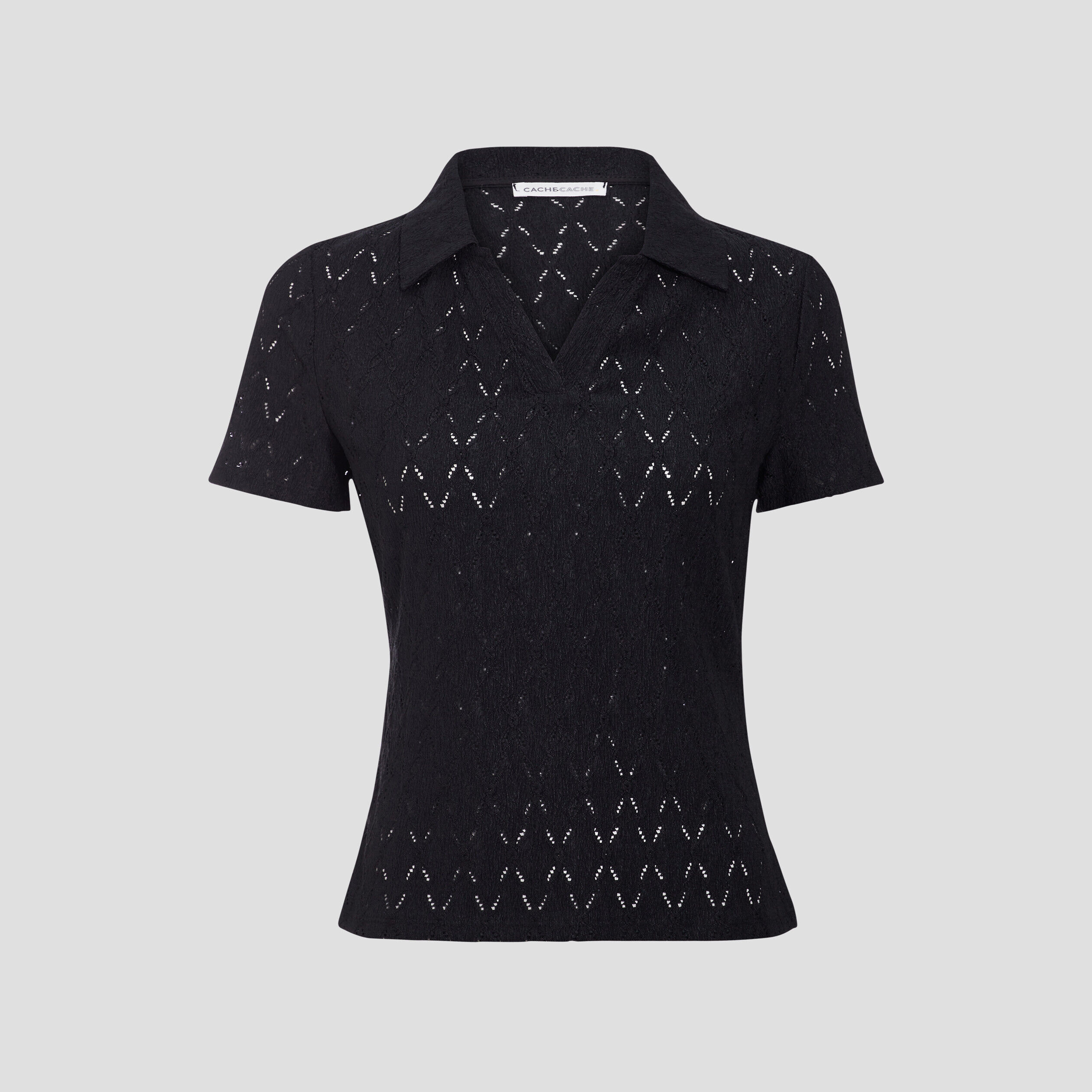 Polo manches courtes noir femme | Cache Cache