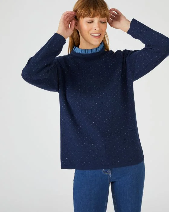 Pull jacquard chaud col volanté Thermolactyl
