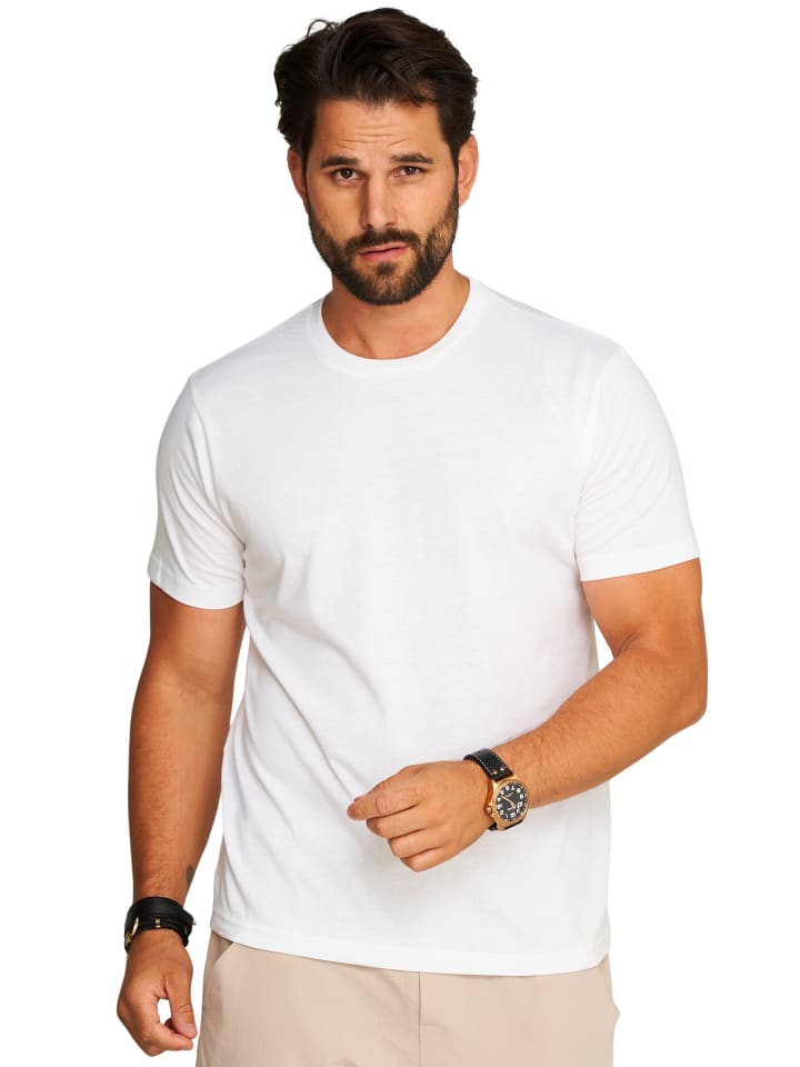 DAILY COTTON T-Shirt - BASETEEO 3er Pack Rundhals O-Neck in Weiß günstig kaufen