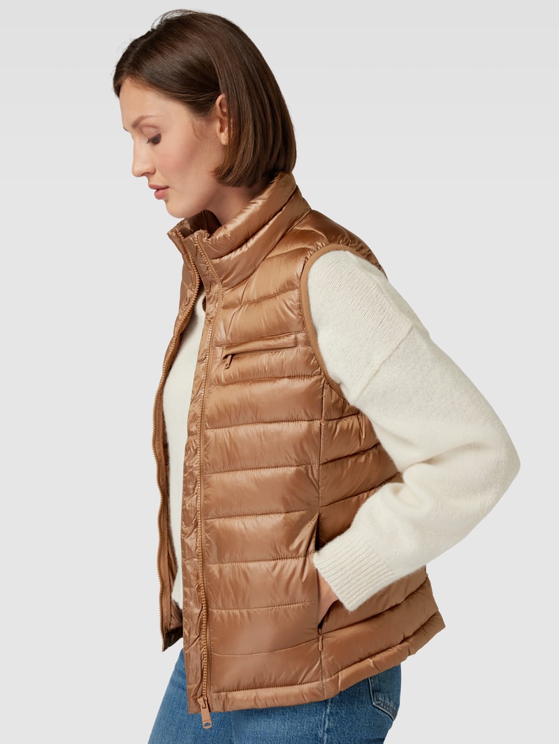 Steppweste mit Brusttasche in taupe