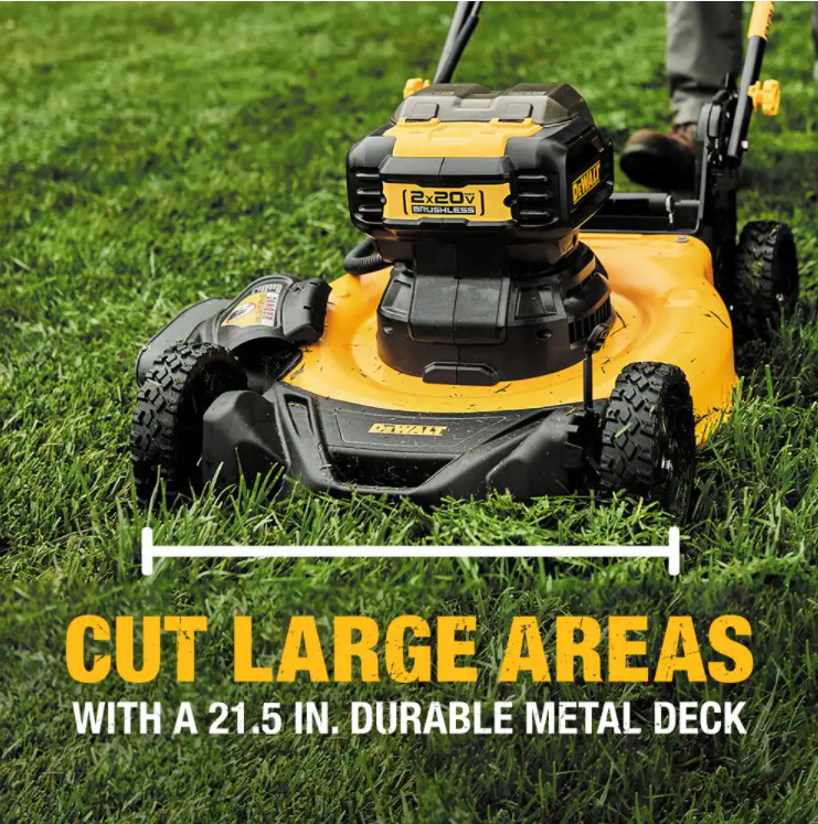 Cortador de grama manual DEWALT MAX de 21,5 polegadas com bateria de íon de lítio de 20 V