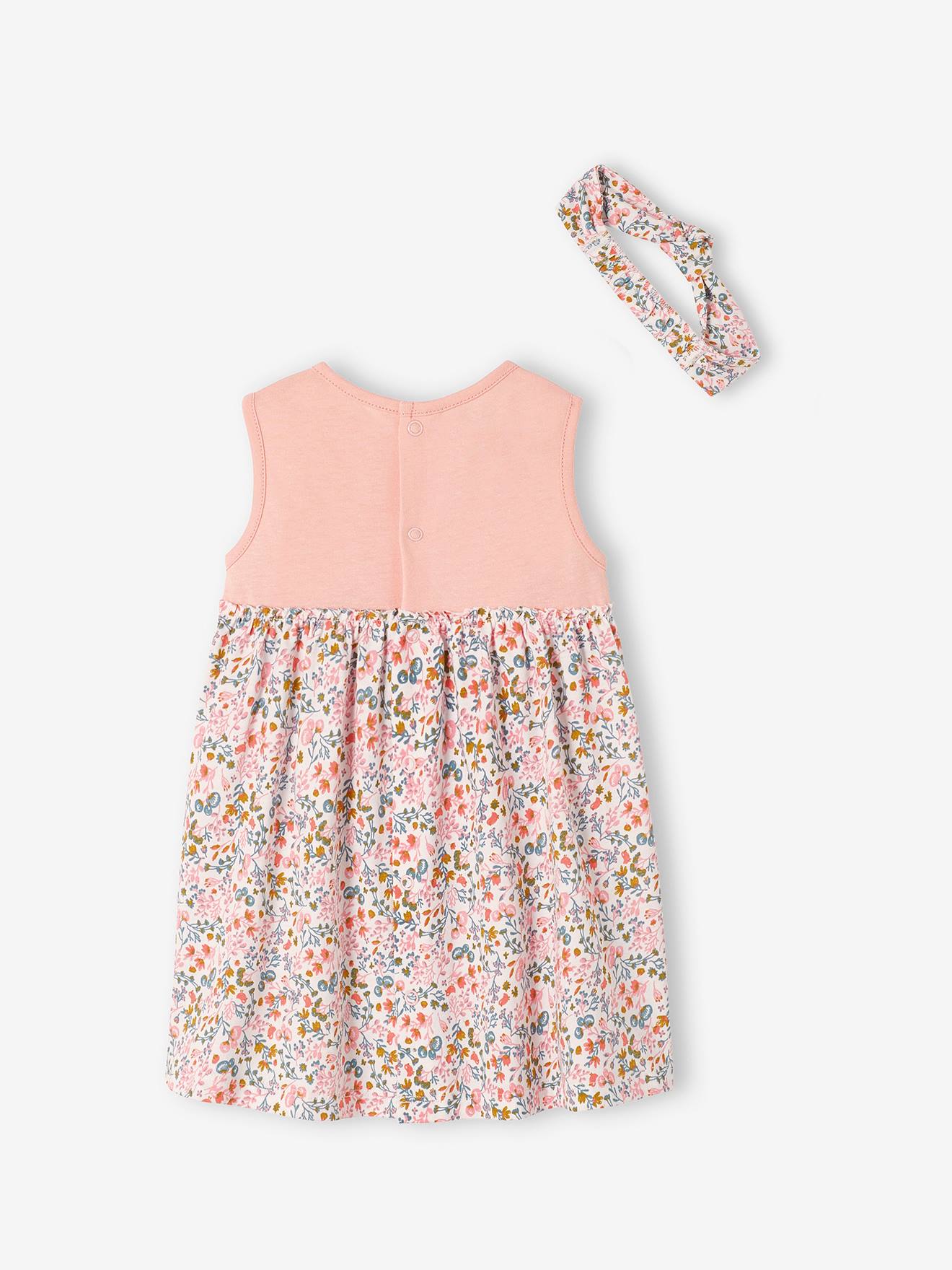 Vertbaudet Kleid mit Haarband für Mädchen Baby - wollweiß
