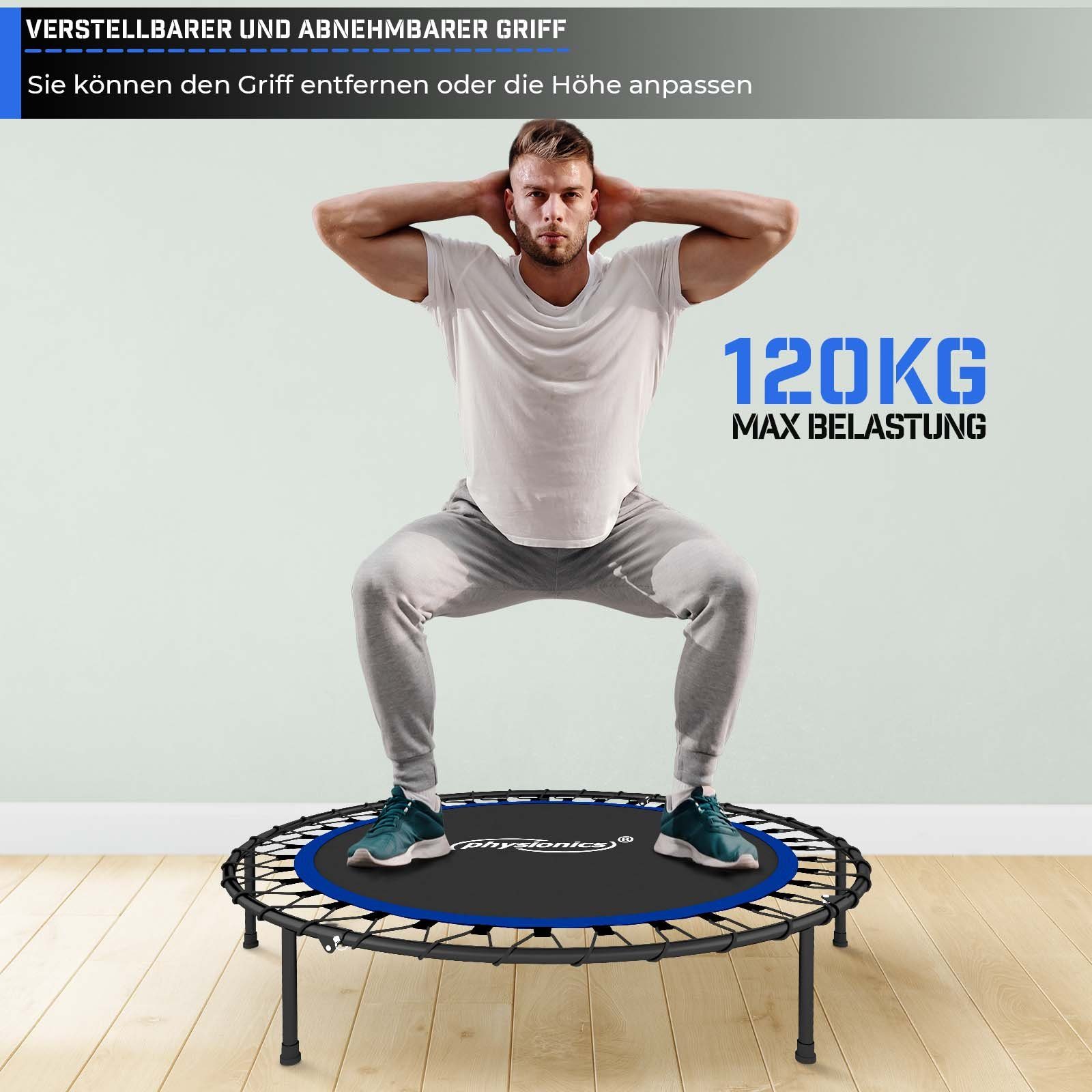 Physionics Fitnesstrampolin Fitness Trampolin - Ø 101 cm, höhenverstellbarer Haltegriff, 120 kg