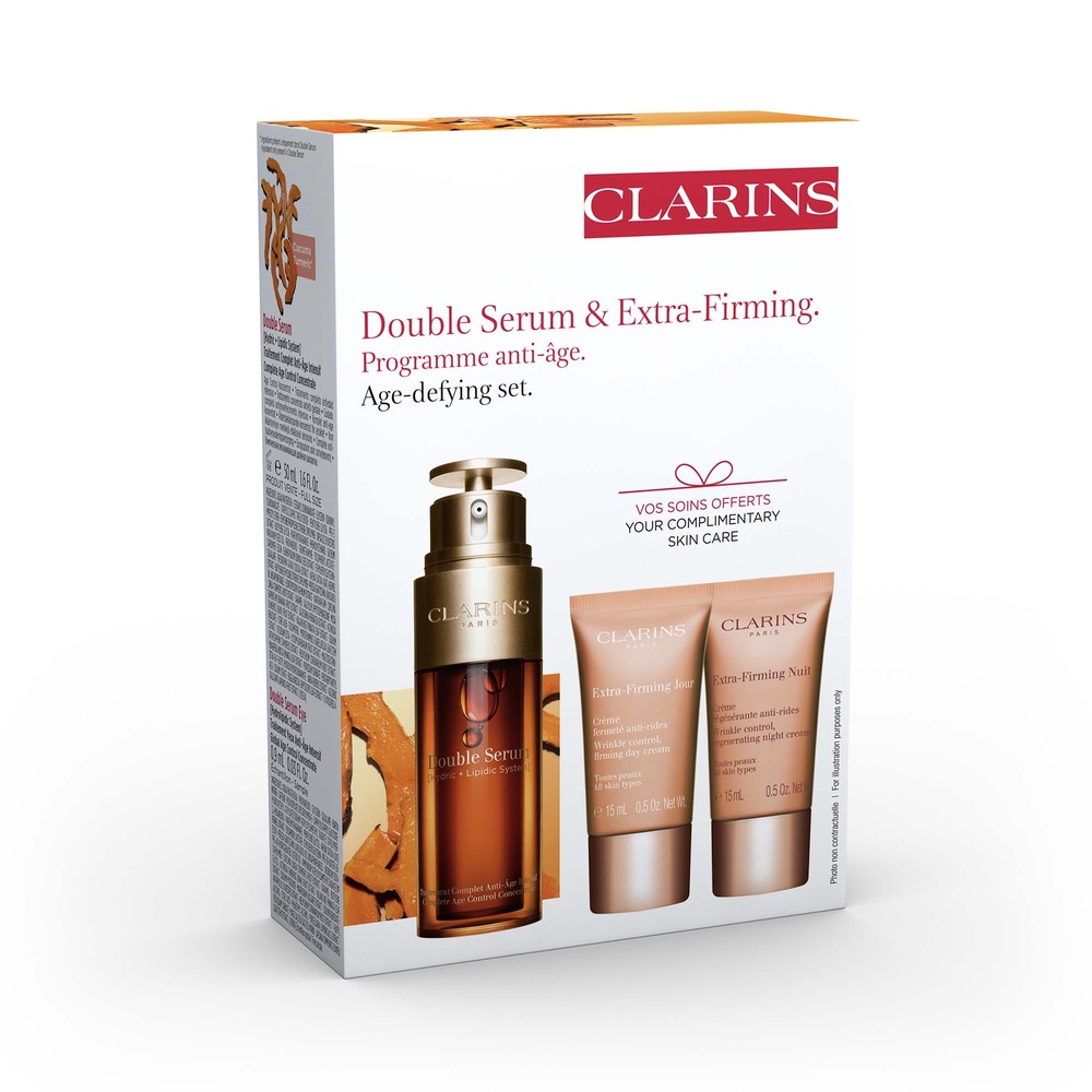 Clarins Coffret Double Serum & Extra Firming Programme anti-âge Soins visage  anti-âge, anti-rides dès 40 ans