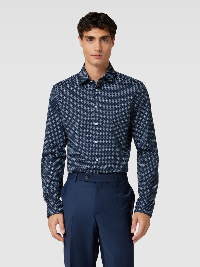 Slim Fit Business-Hemd mit Kentkragen in marineblau