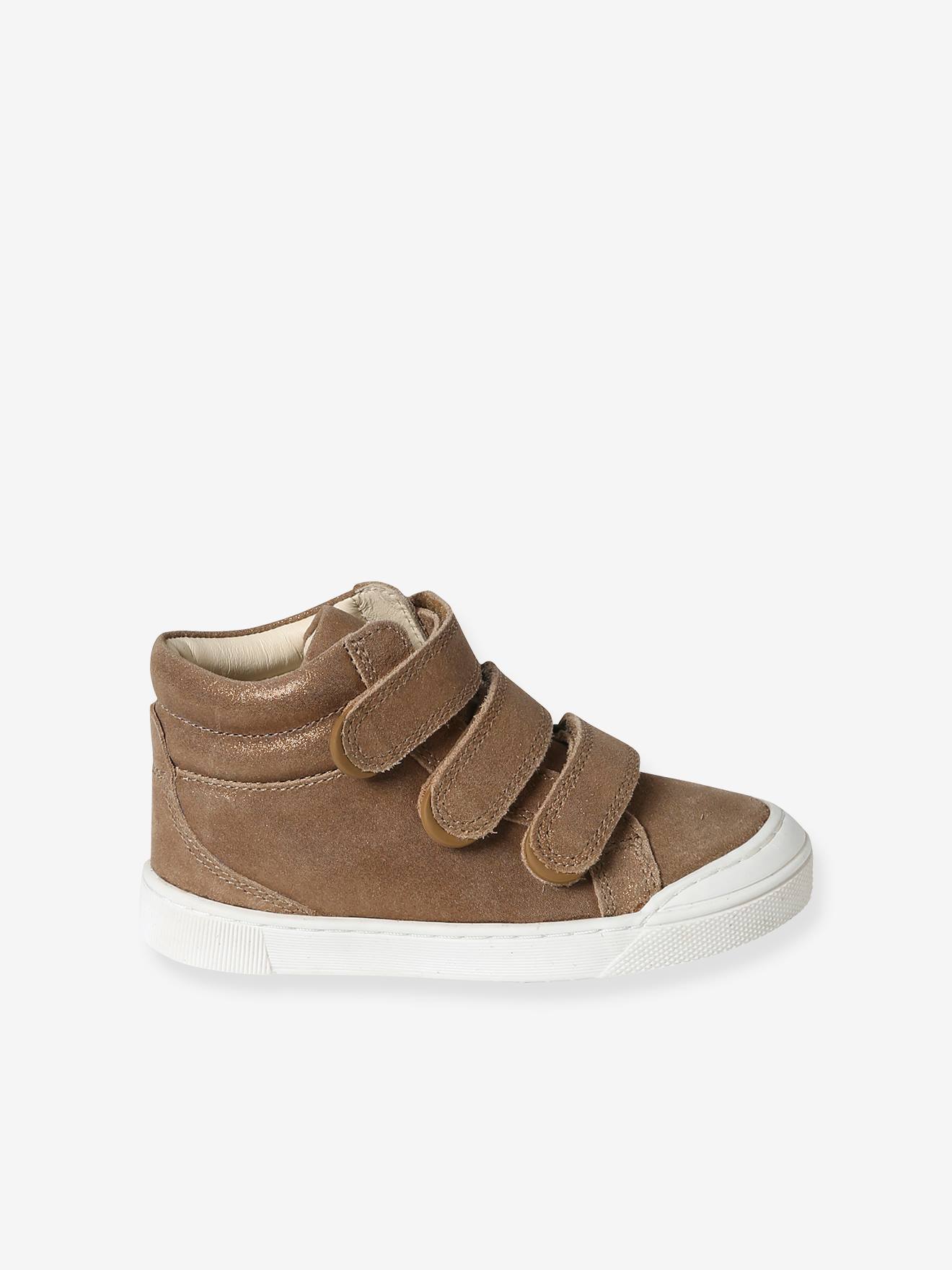 Baskets MID cuir scratchées fille collection maternelle beige doré