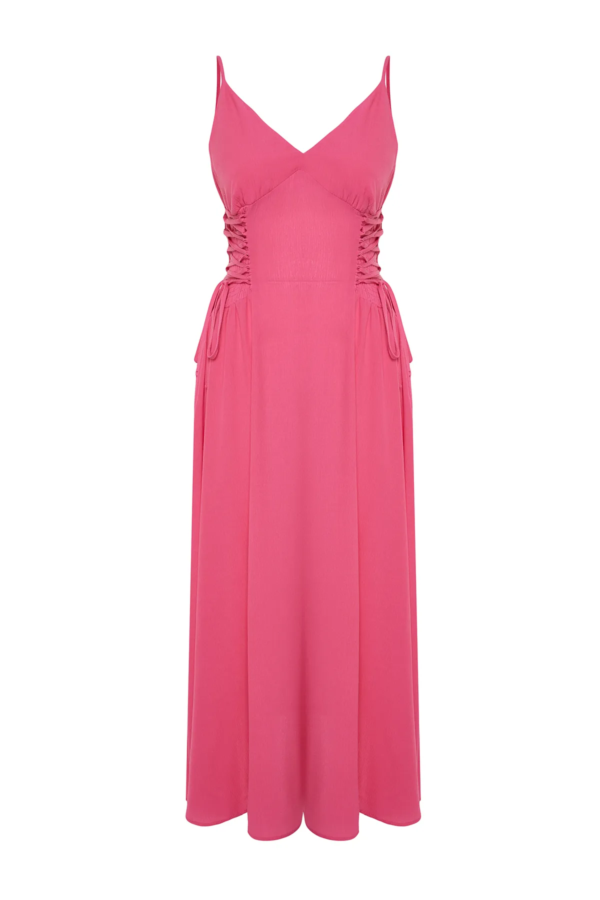 Trendyol Collection  Fuchsia Maxi-Strandkleid aus Webstoff TBESS24EL00098