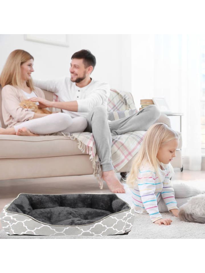 Intirilife Haustierbett mit doppelseitigem Innenkissen in Blau-Grau günstig kaufen