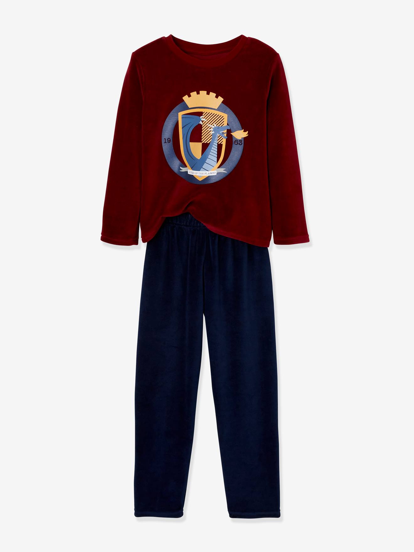 Lot de 2 pyjamas dragon en velours gris moyen chiné