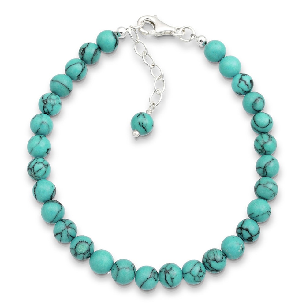 Elli Elli Bracelet Femme Boho de Balle Ajustable avec un Howlit Turquoise en Argent St Bracelet