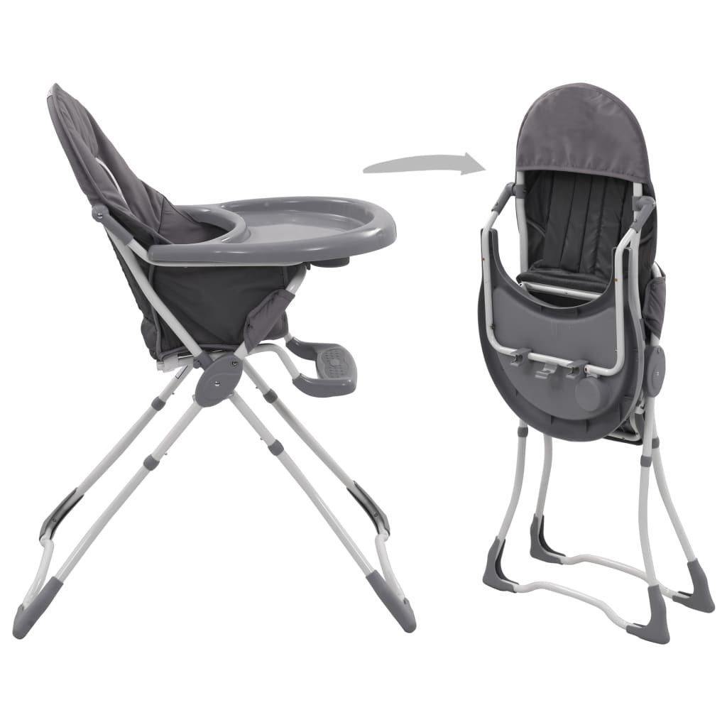 vidaXL Kombihochstuhl Baby-Hochstuhl Grau und Weiß