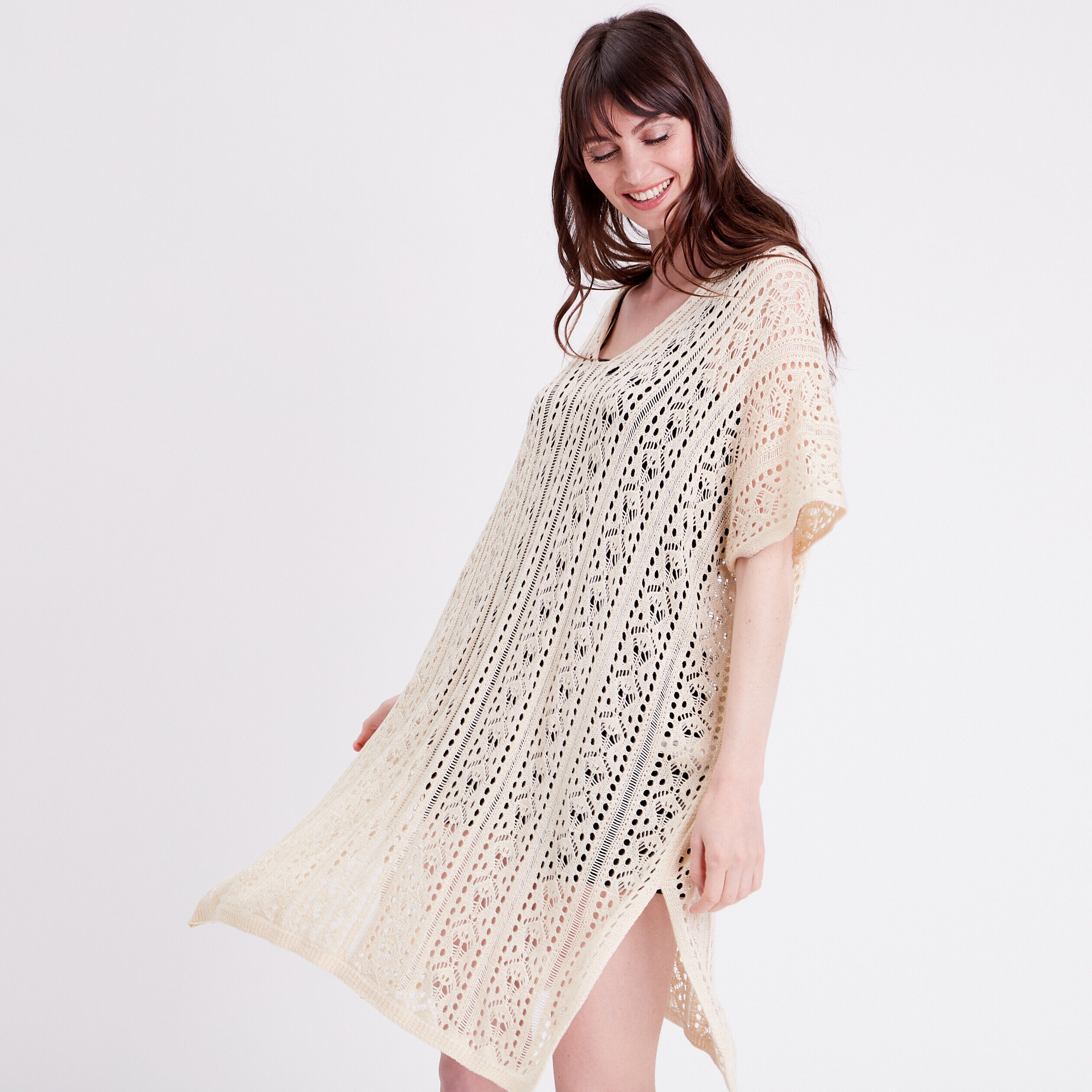 Robe de plage longue crochet sable femme | Cache Cache