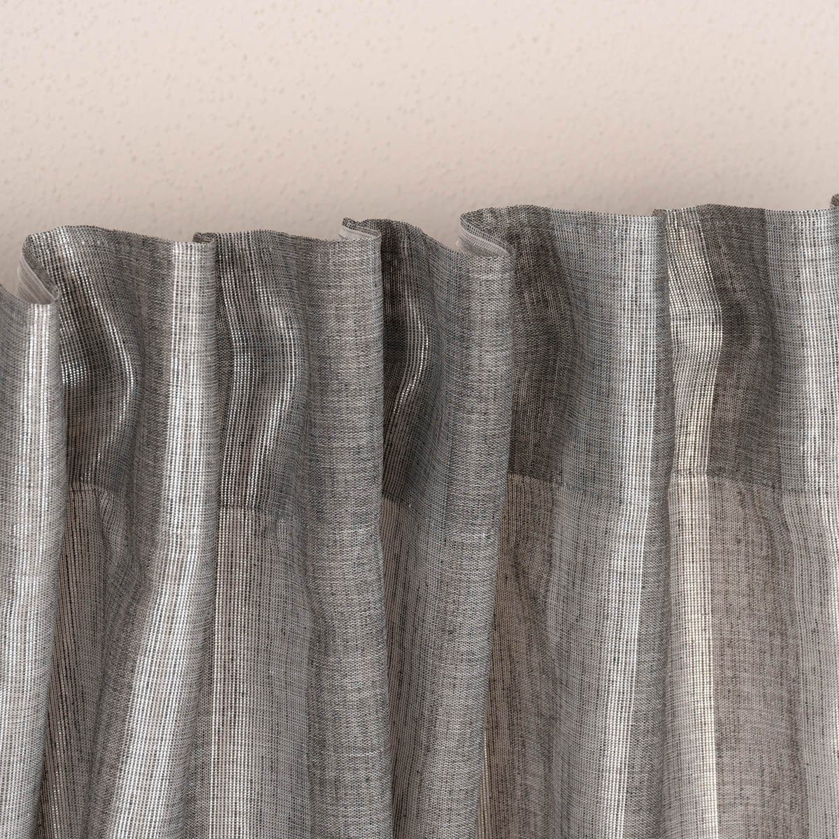 Meterware Rasch Textil Stores Shine Längsstreifen Leinenstruktur grau silber 30, halbtransparent, Kunstfaser, überbreit