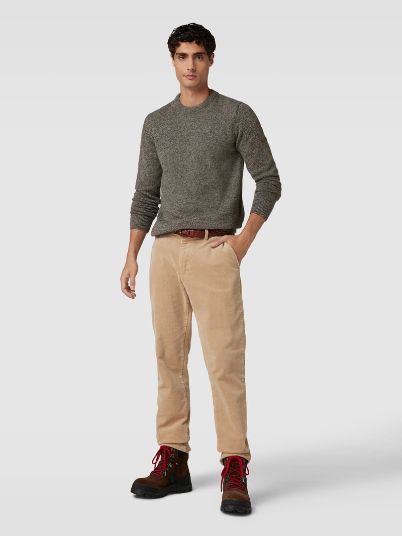 Strickpullover in Melange-Optik aus Woll-Mix mit Seiden-Anteil in taupe