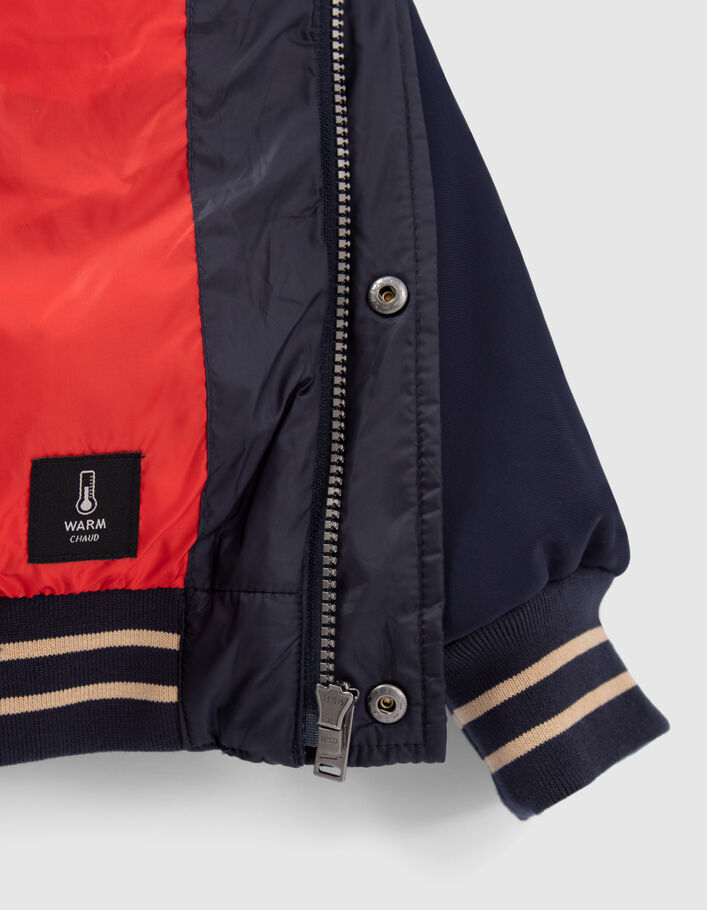 Doudoune marine bi-matière esprit teddy garçon