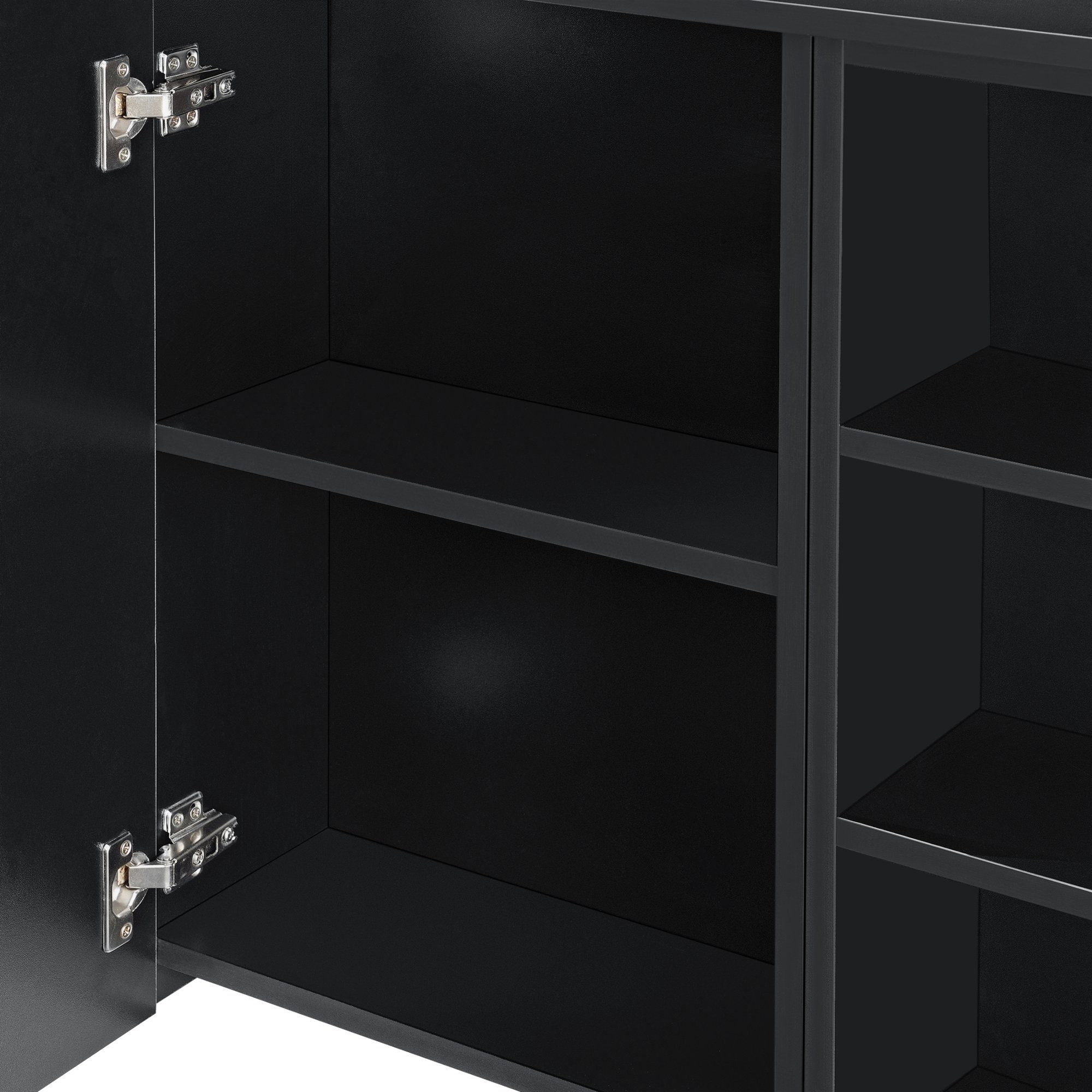 en.casa Badezimmerspiegelschrank Harstad Wandschrank mit verspiegelter Tür 64x80x20 cm Schwarz