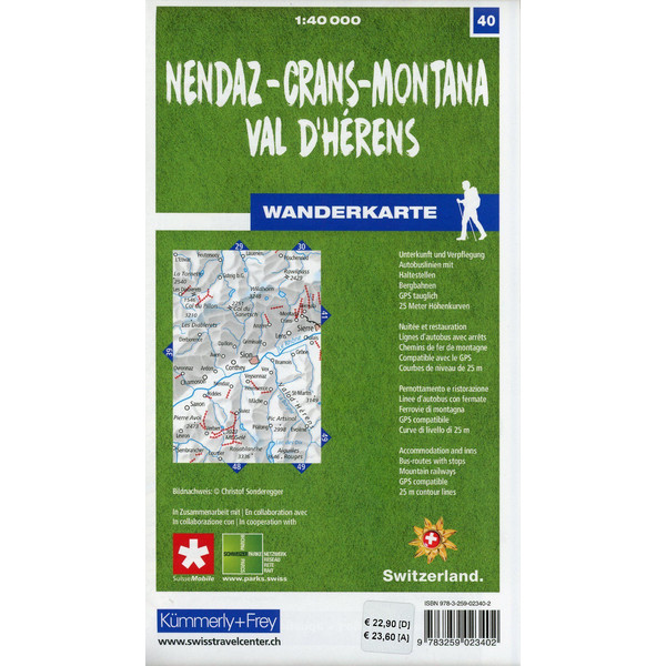 NENDAZ - CRANS-MONTANA VAL D' HÉRENS 40 WANDERKARTE 1:40 000