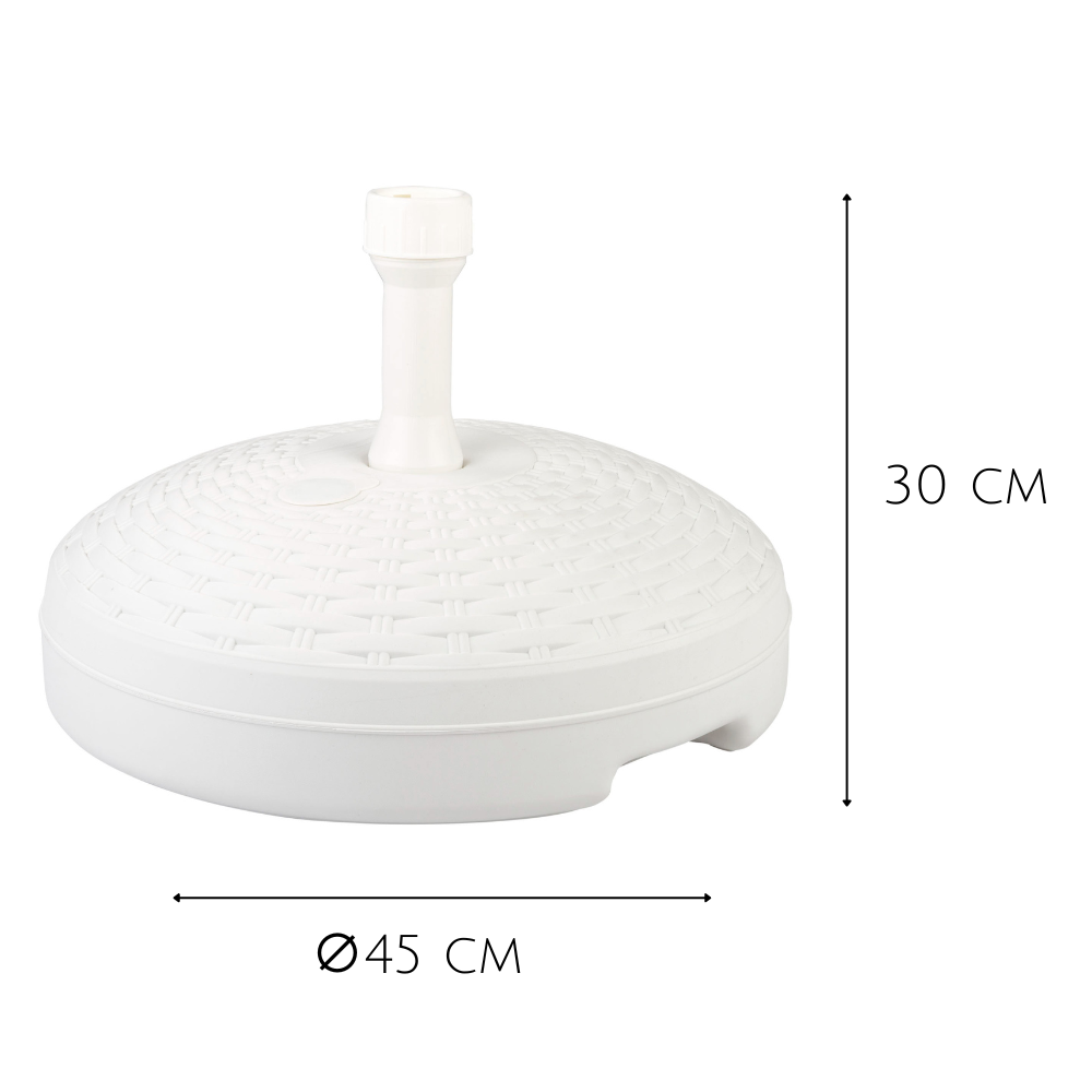 HIXA Aktiver Sonnenschirm Sockel füllbar Rattan Weiß 20 KG