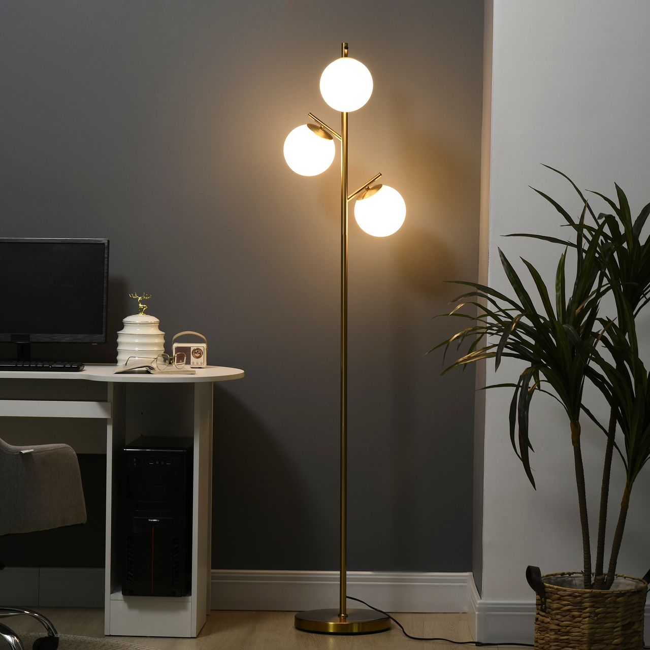 HOMCOM Stehleuchte, Stehlampe, 40 W Standlampe mit E27 Fassung exkl. Glühbirne